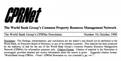 World Bank Group's CPRNet, Newsletter header